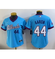 Youth Atlanta Braves  44 Hank Aaron Powder Blue 2026 City Connect Stadium Stitched Baseball Jersey