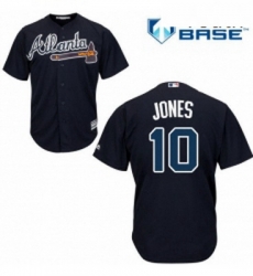 Youth Majestic Atlanta Braves 10 Chipper Jones Authentic Blue Alternate Road Cool Base MLB Jersey