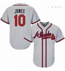 Youth Majestic Atlanta Braves 10 Chipper Jones Replica Grey Road Cool Base MLB Jersey