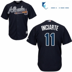 Youth Majestic Atlanta Braves 11 Ender Inciarte Replica Blue Alternate Road Cool Base MLB Jersey 