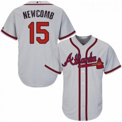 Youth Majestic Atlanta Braves 15 Sean Newcomb Authentic Grey Road Cool Base MLB Jersey 