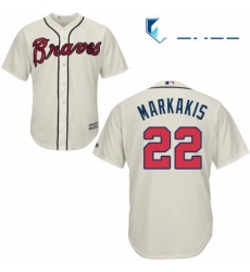 Youth Majestic Atlanta Braves 22 Nick Markakis Replica Cream Alternate 2 Cool Base MLB Jersey