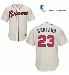 Youth Majestic Atlanta Braves 23 Danny Santana Authentic Cream Alternate 2 Cool Base MLB Jersey 