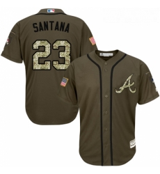 Youth Majestic Atlanta Braves 23 Danny Santana Authentic Green Salute to Service MLB Jersey 