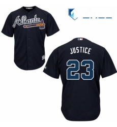 Youth Majestic Atlanta Braves 23 David Justice Replica Blue Alternate Road Cool Base MLB Jersey