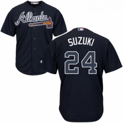 Youth Majestic Atlanta Braves 24 Kurt Suzuki Authentic Blue Alternate Road Cool Base MLB Jersey