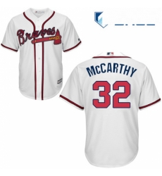 Youth Majestic Atlanta Braves 32 Brandon McCarthy Authentic White Home Cool Base MLB Jersey 