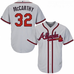 Youth Majestic Atlanta Braves 32 Brandon McCarthy Replica Grey Road Cool Base MLB Jersey 