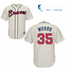 Youth Majestic Atlanta Braves 35 Phil Niekro Replica Cream Alternate 2 Cool Base MLB Jersey