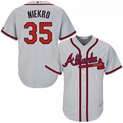 Youth Majestic Atlanta Braves 35 Phil Niekro Replica Grey Road Cool Base MLB Jersey