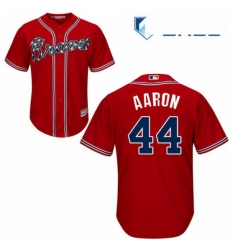 Youth Majestic Atlanta Braves 44 Hank Aaron Replica Red Alternate Cool Base MLB Jersey