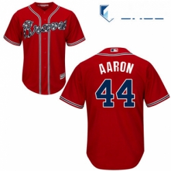 Youth Majestic Atlanta Braves 44 Hank Aaron Replica Red Alternate Cool Base MLB Jersey