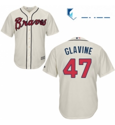 Youth Majestic Atlanta Braves 47 Tom Glavine Replica Cream Alternate 2 Cool Base MLB Jersey