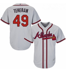 Youth Majestic Atlanta Braves 49 Julio Teheran Authentic Grey Road Cool Base MLB Jersey