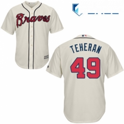 Youth Majestic Atlanta Braves 49 Julio Teheran Replica Cream Alternate 2 Cool Base MLB Jersey