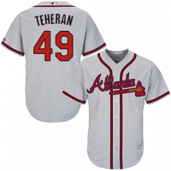 Youth Majestic Atlanta Braves 49 Julio Teheran Replica Grey Road Cool Base MLB Jersey