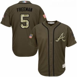 Youth Majestic Atlanta Braves 5 Freddie Freeman Replica Green Salute to Service MLB Jersey