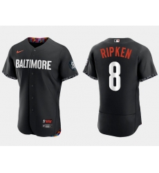 Men Baltimore Orioles 8 Cal Ripken Jr  Black 2023 City Connect Flex Base Stitched Baseball Jersey