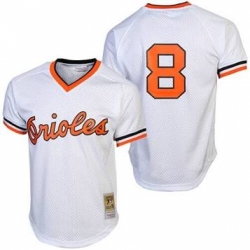 Men Baltimore Orioles #8 Cal Ripken Jr Throwback White Jersey