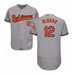 Mens Majestic Baltimore Orioles 12 Roberto Alomar Grey Road Flex Base Authentic Collection MLB Jersey