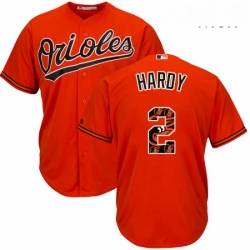 Mens Majestic Baltimore Orioles 2 JJ Hardy Authentic Orange Team Logo Fashion Cool Base MLB Jersey