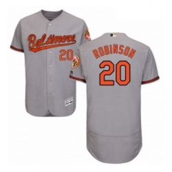 Mens Majestic Baltimore Orioles 20 Frank Robinson Grey Road Flex Base Authentic Collection MLB Jersey