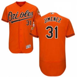 Mens Majestic Baltimore Orioles 31 Ubaldo Jimenez Orange Alternate Flex Base Authentic Collection MLB Jersey