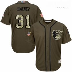 Mens Majestic Baltimore Orioles 31 Ubaldo Jimenez Replica Green Salute to Service MLB Jersey