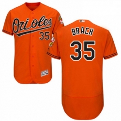 Mens Majestic Baltimore Orioles 35 Brad Brach Orange Alternate Flex Base Authentic Collection MLB Jersey