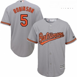 Mens Majestic Baltimore Orioles 5 Brooks Robinson Replica Grey Road Cool Base MLB Jersey