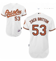 Mens Majestic Baltimore Orioles 53 Zach Britton Replica White Home Cool Base MLB Jersey