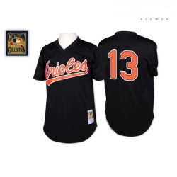 Mens Mitchell and Ness Baltimore Orioles 13 Manny Machado Authentic Black Throwback MLB Jersey