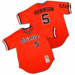 Mens Mitchell and Ness Baltimore Orioles 5 Brooks Robinson Authentic Orange Throwback MLB Jersey