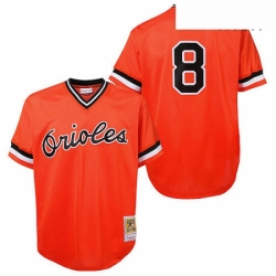 Mens Mitchell and Ness Baltimore Orioles 8 Cal Ripken Authentic Orange Throwback MLB Jersey