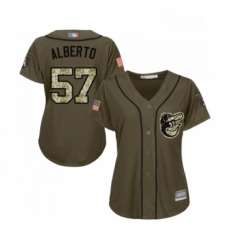 Womens Baltimore Orioles 57 Hanser Alberto Authentic Green Salute to Service Baseball Jersey 