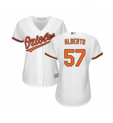 Womens Baltimore Orioles 57 Hanser Alberto Replica White Home Cool Base Baseball Jersey 