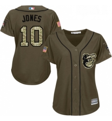 Womens Majestic Baltimore Orioles 10 Adam Jones Replica Green Salute to Service MLB Jersey