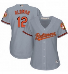 Womens Majestic Baltimore Orioles 12 Roberto Alomar Authentic Grey Road Cool Base MLB Jersey 