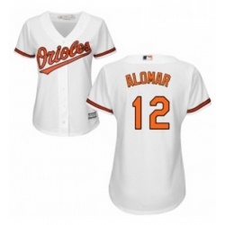 Womens Majestic Baltimore Orioles 12 Roberto Alomar Replica White Home Cool Base MLB Jersey 