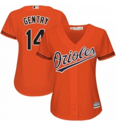 Womens Majestic Baltimore Orioles 14 Craig Gentry Authentic Orange Alternate Cool Base MLB Jersey 