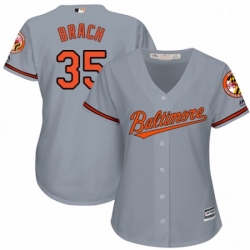 Womens Majestic Baltimore Orioles 35 Brad Brach Authentic Grey Road Cool Base MLB Jersey 