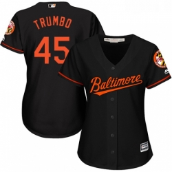 Womens Majestic Baltimore Orioles 45 Mark Trumbo Replica Black Alternate Cool Base MLB Jersey