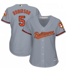 Womens Majestic Baltimore Orioles 5 Brooks Robinson Replica Grey Road Cool Base MLB Jersey