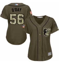 Womens Majestic Baltimore Orioles 56 Darren ODay Replica Green Salute to Service MLB Jersey