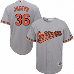 Youth Majestic Baltimore Orioles 36 Caleb Joseph Replica Grey Road Cool Base MLB Jersey 