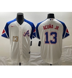 MLB Braves 13 Ronald Acuna White City Connect Cool Base Men Jersey