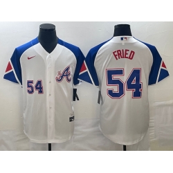 MLB Braves 54 Max Fried White City Connect Nike Cool Base Men Jersey 3