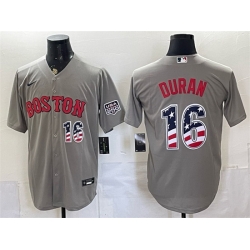 Men Boston Red Sox  16 Jarren Duran Grey 2026 USA 250 Fourth of July Home Stitched Baseball Jersey