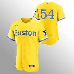 Men Boston Red Sox 54 Martin Perez Men Nike 2021 City Connect Gold Authentic MLB Jersey   No Name