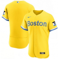 Men Boston Red Sox Nike Gold Light Blue 2021 City Connect Authentic Jersey